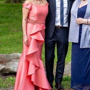 Elegant Coral Gown Dress - image 1